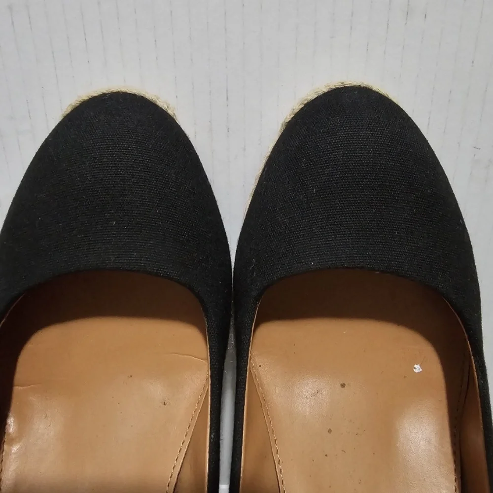 J.Crew Seville Black Espadrille Wedges Shoes Sz 8 1 / 2 Fall Preppy Minimalist